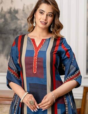 women printed regular  cotton kurta with palazzos & with dupatta 7