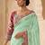 Sea green floral embroidered  georgette designer saree