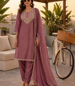 women ethnic motifs regular thread work kurta with patiala & with dupatta