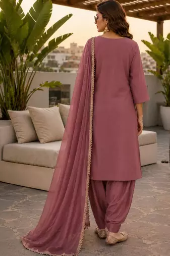 women ethnic motifs regular thread work kurta with patiala & with dupatta