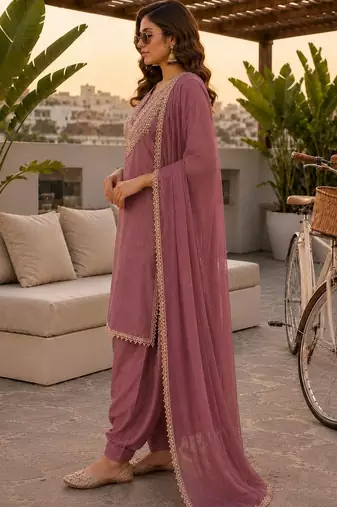 women ethnic motifs regular thread work kurta with patiala & with dupatta
