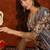 women floral printed regular thread work kurta with trousers & with dupatta