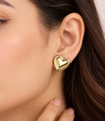 Anti-tarnish double heart design, polished finish, stud closure, women's jewellery