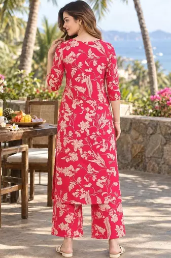 women floral printed regular kurta with palazzos
