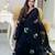 Black black & black floral poly georgette designer saree