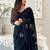Black black & black floral poly georgette designer saree