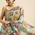 Sea green sea green & yellow  georgette floral printed saree
