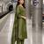women ethnic motifs printed regular thread work  cotton kurta with trousers & with dupatta