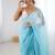 Blue embellished beads and stones  chiffon saree