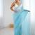 Blue embellished beads and stones  chiffon saree