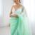 Sea green embroidered ombre embellished beads and stones border  chiffon party wear saree