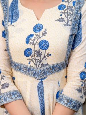 women floral printed empire  cotton kurta with trousers & with dupatta 3
