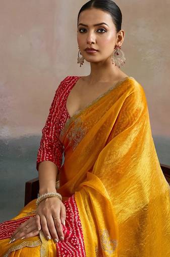 Yellow yellow  chiffon  sarees