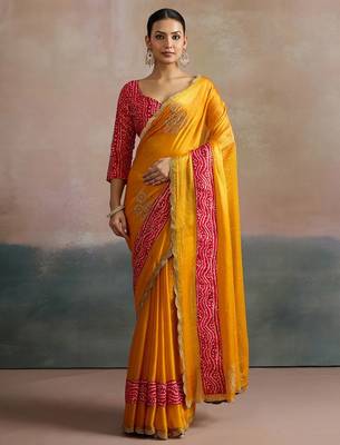 Yellow yellow  chiffon  sarees 2