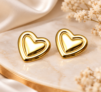 Anti-tarnish double heart design, polished finish, stud closure, women's jewellery 2