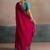 Pink women embellished beads and stones  chiffon designer saree