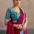 Pink women embellished beads and stones  chiffon designer saree