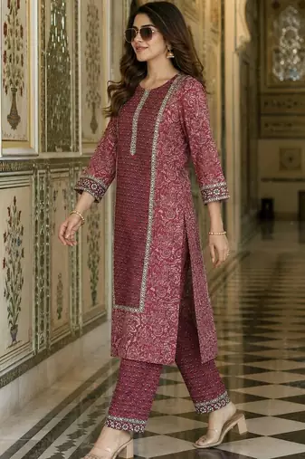 women ethnic motifs printed regular  cotton kurta with trousers & with dupatta