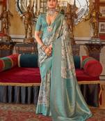 Beige paisley zari kanjeevaram saree