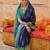 Navy blue ethnic motifs silk blend patola saree