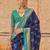 Navy blue ethnic motifs silk blend patola saree