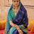 Navy blue ethnic motifs silk blend patola saree