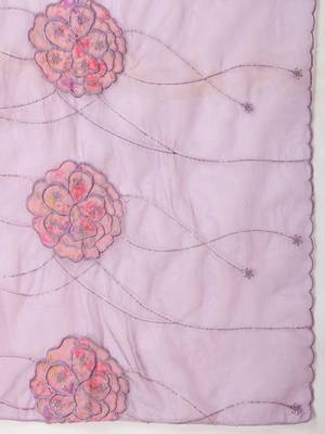 women floral embroidered regular thread work chanderi cotton kurta with trousers & with dupatta 2