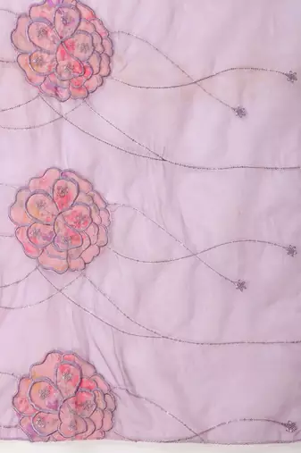 women floral embroidered regular thread work chanderi cotton kurta with trousers & with dupatta