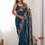 Teal floral embroidered saree