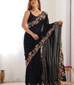 Black embellished embroidered saree