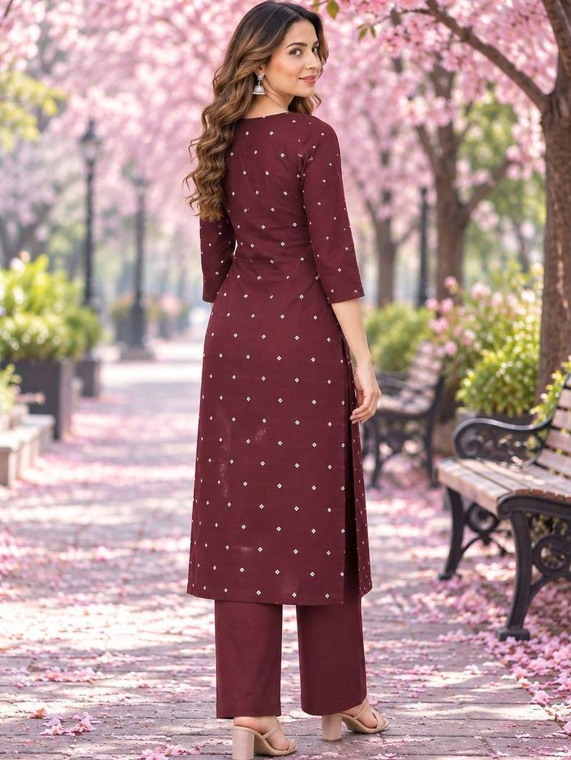 women ethnic motifs printed regular  cotton kurta with trousers & with dupatta