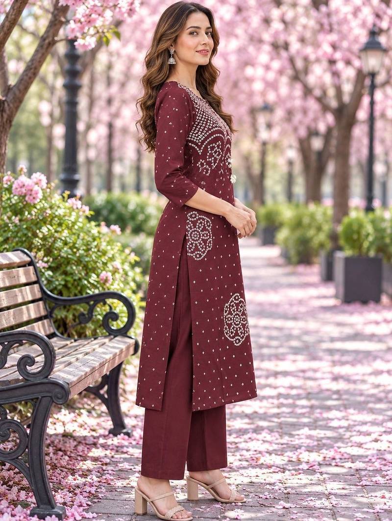 women ethnic motifs printed regular  cotton kurta with trousers & with dupatta