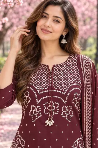 women ethnic motifs printed regular  cotton kurta with trousers & with dupatta