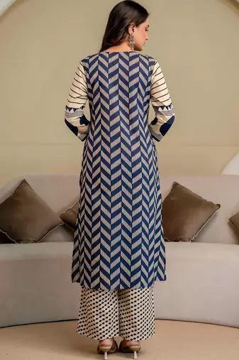 women printed regular  cotton kurta with palazzos & with dupatta