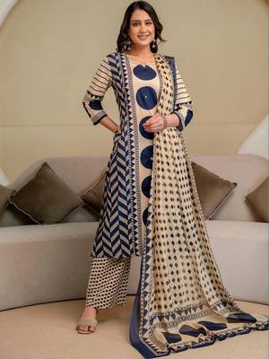 women printed regular  cotton kurta with palazzos & with dupatta 7