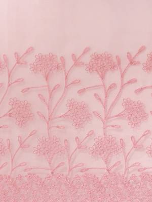 Pink pink floral embroidered organza saree 4