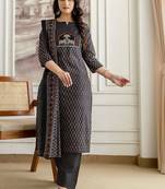 women ethnic motifs printed regular  cotton kurta with palazzos & with dupatta