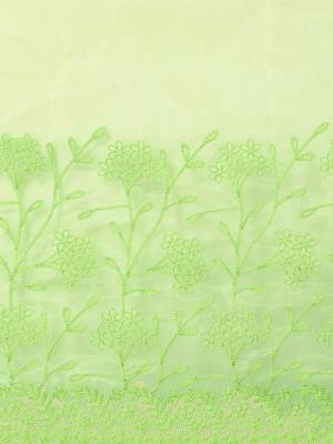 Green green floral embroidered organza saree 4