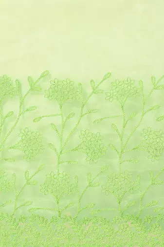 Green green floral embroidered organza saree