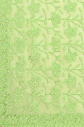 Green green floral embroidered organza saree