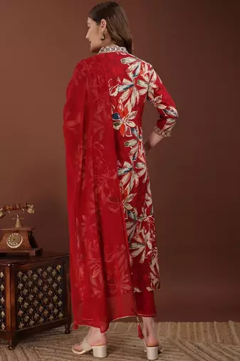 embroidered viscose rayon kurta set