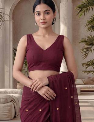 Maroon sequinned  cotton designer khadi saree 5
