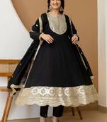 women ethnic motifs embroidered regular sequinned silk chiffon kurta with trousers & with
