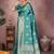 Teal ethnic motifs zari art silk heavy work saree