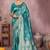 Teal ethnic motifs zari art silk heavy work saree