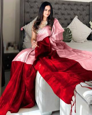 Pink pink woven design tissue sarees 3
