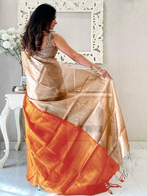 Rust rust woven design tissue sarees 2