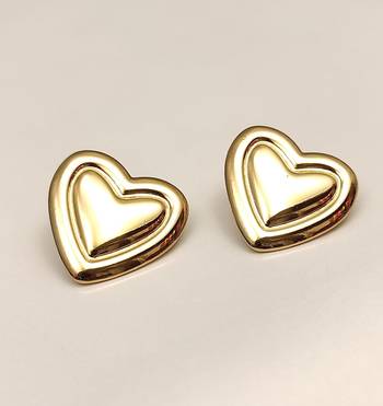 Anti-tarnish double heart design, polished finish, stud closure, women's jewellery 4