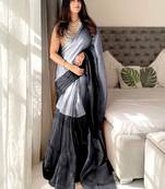 Black black woven design tissue sarees