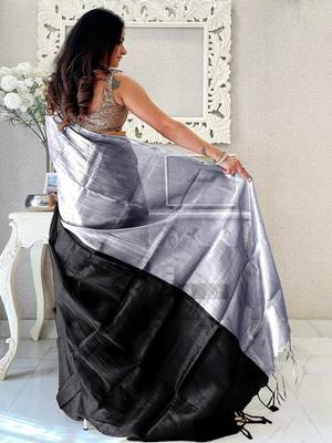 Black black woven design tissue sarees 2